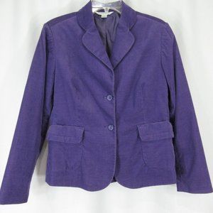 Pendleton Corduroy Blazer Purple Petite Large Classic Two Button Lined Stretch